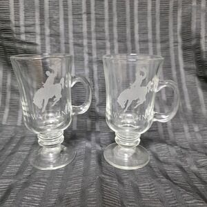 Set of 2 Wyoming Bucking Bronc Irish Coffee Mugs University